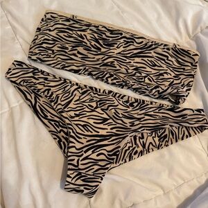 RVCA Zebra Print Bikini - Black and Tan